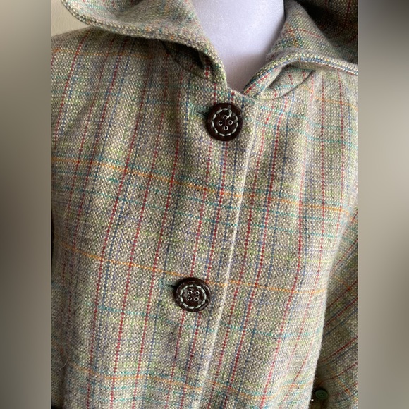 PAUL & JOE for TARGET TWEED, PLAID CAPE STYLE BUTTON FRONT PONCHO W HOOD, SZ S/M - Picture 4 of 17